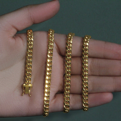 14k Yellow Gold Semi Solid Miami Cuban Chain