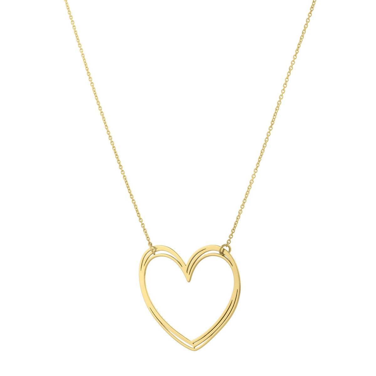 Large Open Heart Necklace in 14K Yellow Gold