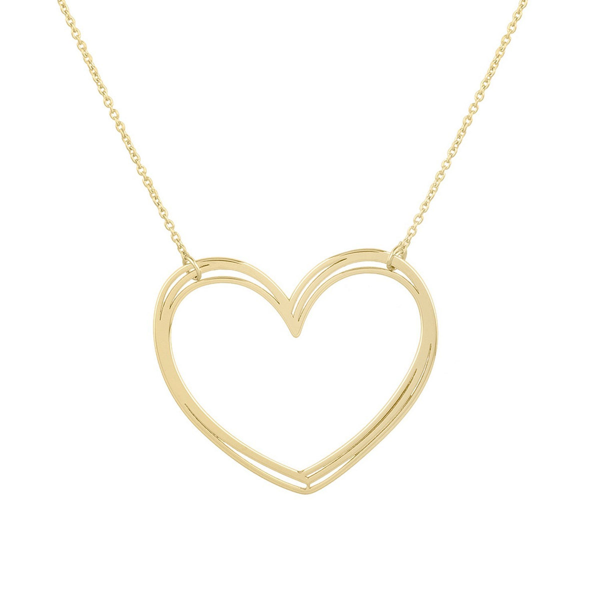Large Open Heart Necklace in 14K Yellow Gold
