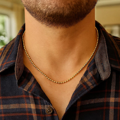 Moon Cut Bead Chain in 14k Yellow Gold