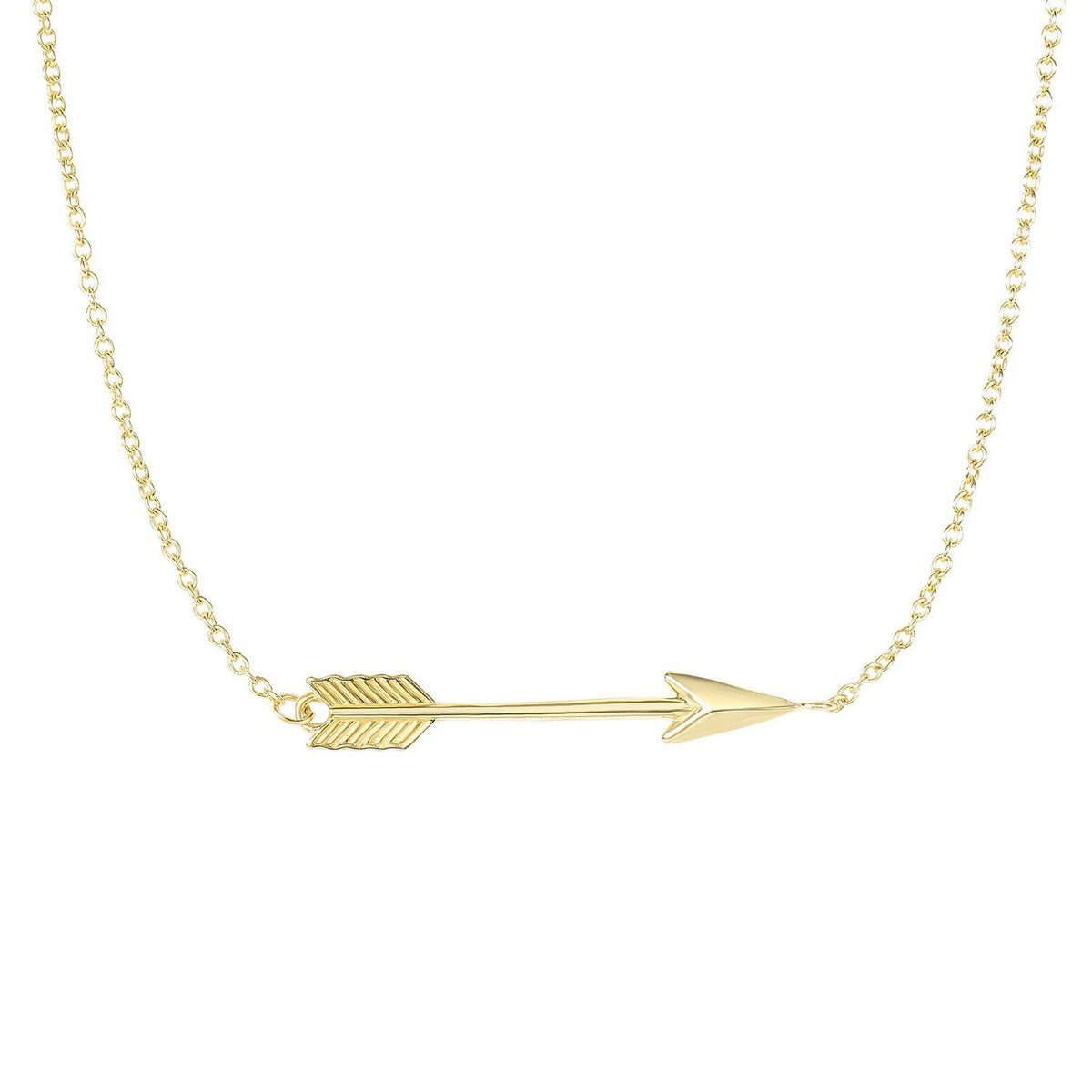 14k Yellow Gold Chain Necklace with Horizontal Arrow Pendant