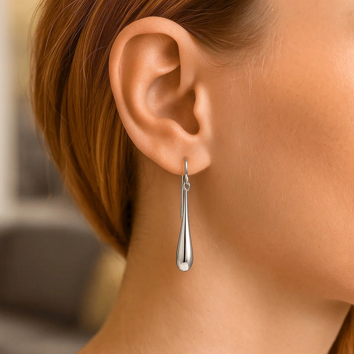 14k Long Polished Teardrop Dangling Earrings