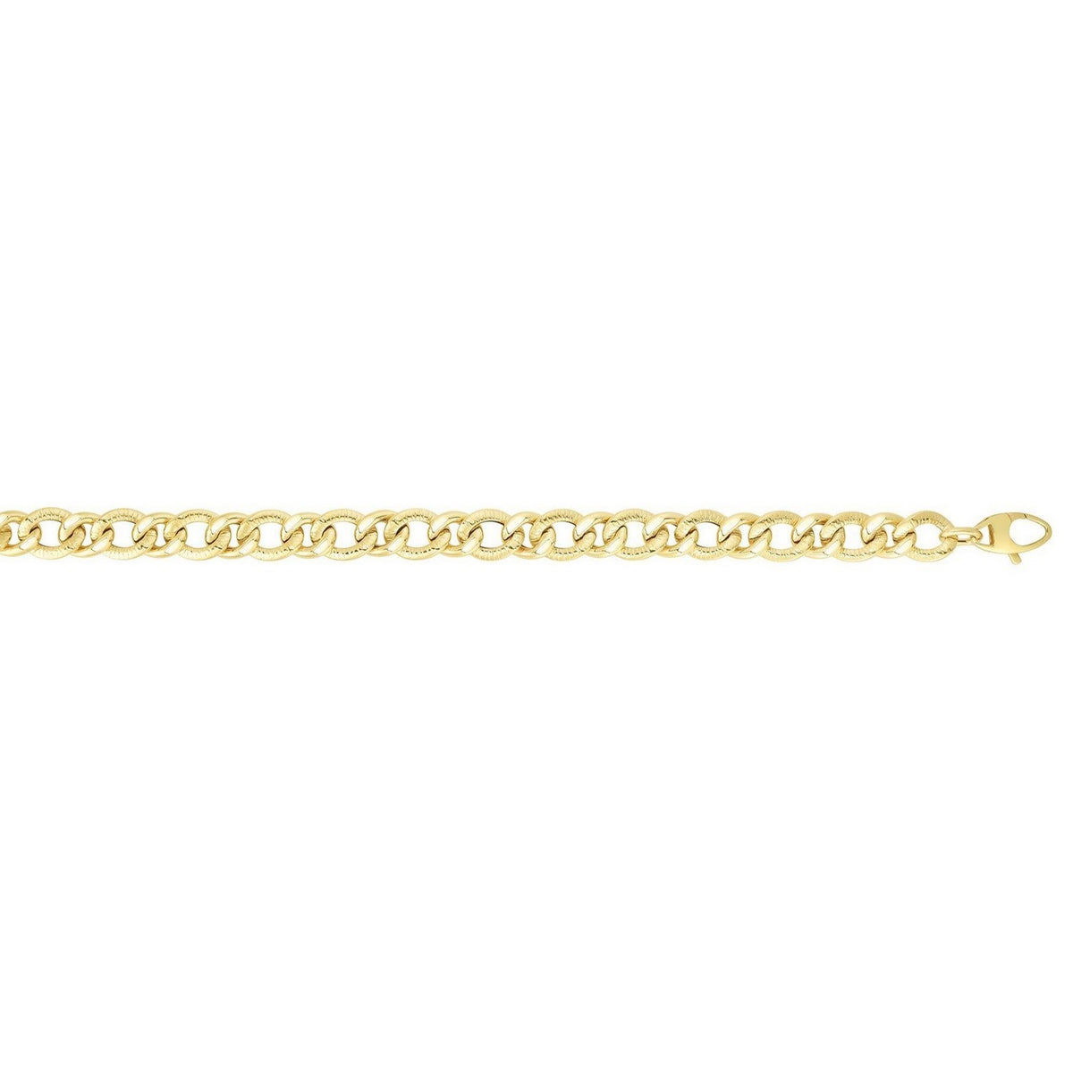 14k Yellow Gold Curb Chain Design with Diamond Cuts Bracelet (8.80 mm)