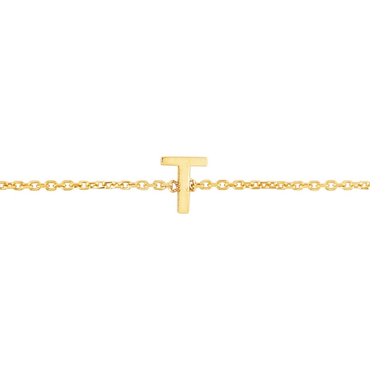 14K Yellow Gold Mini Initial T Bracelet