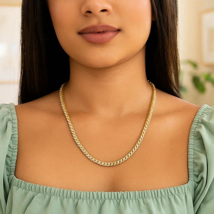 14k Yellow Gold Round Pave Franco Chain