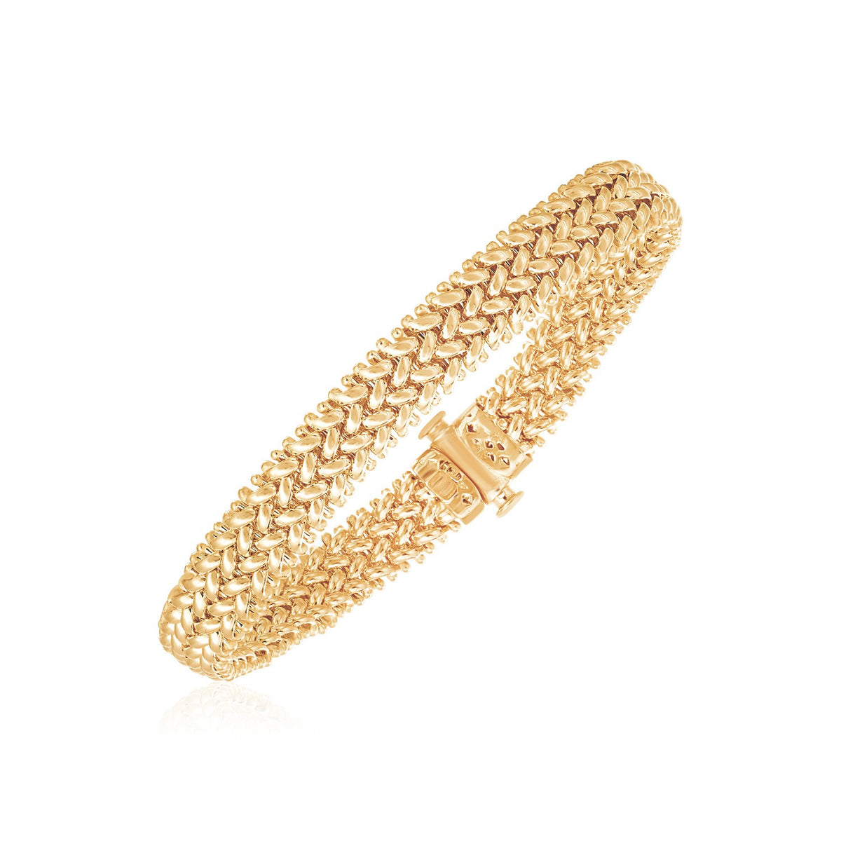 14k Yellow Gold High Polish Thick Braided Bracelet  (14.50 mm)