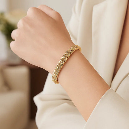 14k Yellow Gold High Polish Thick Braided Bracelet  (14.50 mm)