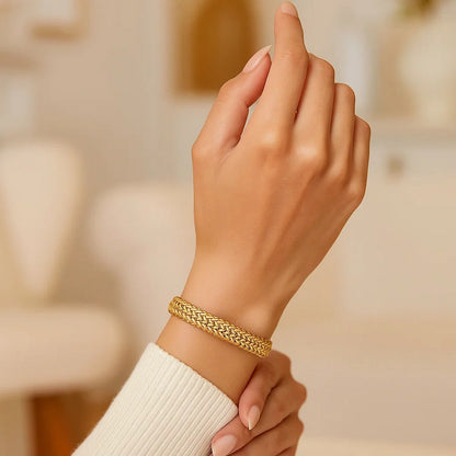 14k Yellow Gold High Polish Thick Braided Bracelet  (14.50 mm)