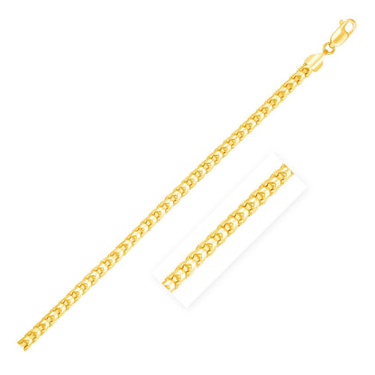 14k Yellow Solid Gold Diamond Cut Round Franco Chain