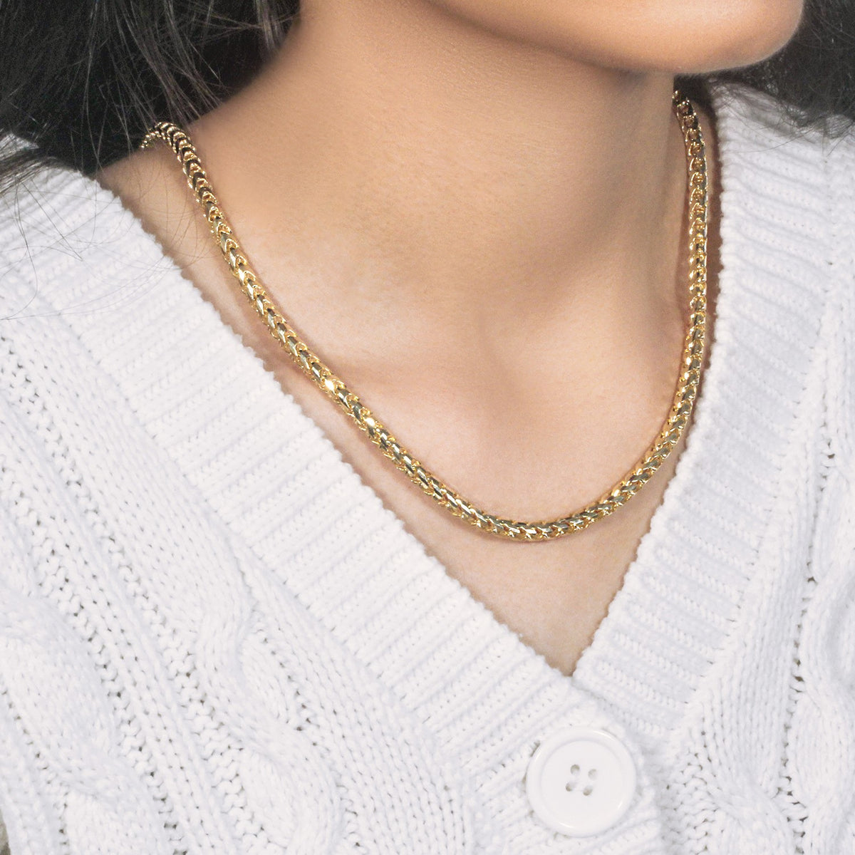 14k Yellow Solid Gold Diamond Cut Round Franco Chain