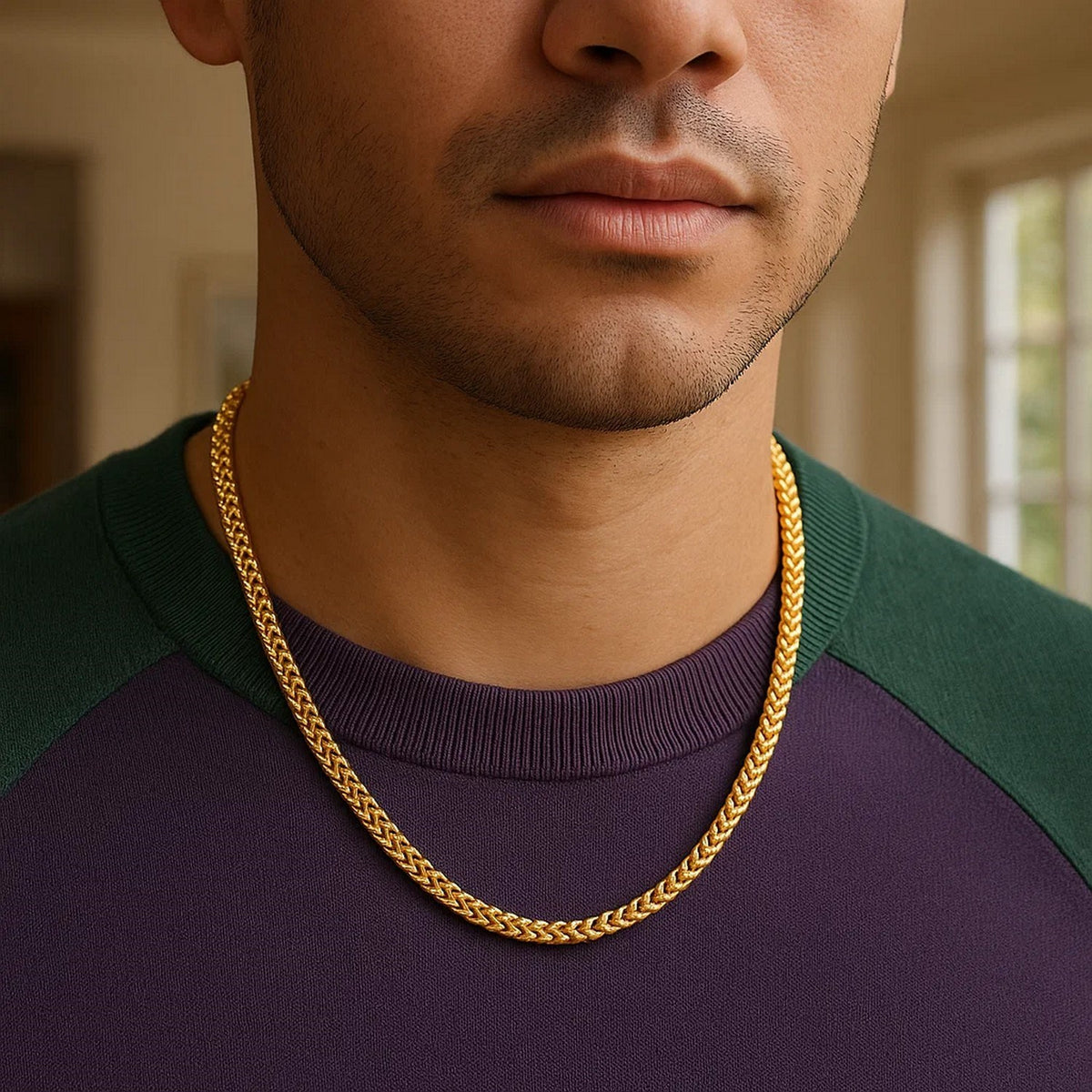 14k Yellow Solid Gold Diamond Cut Round Franco Chain