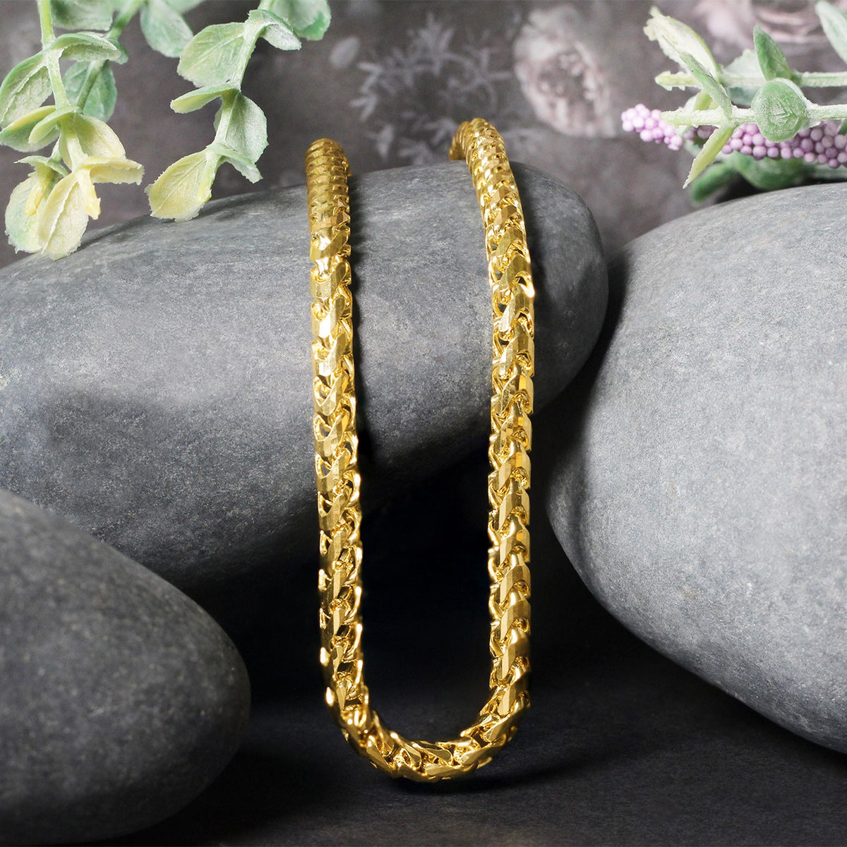 14k Yellow Solid Gold Diamond Cut Round Franco Chain