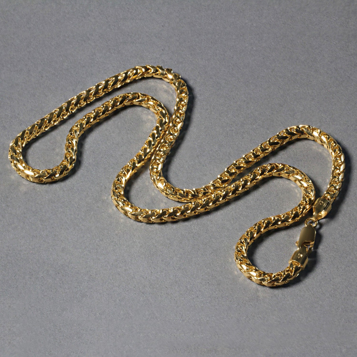 14k Yellow Solid Gold Diamond Cut Round Franco Chain