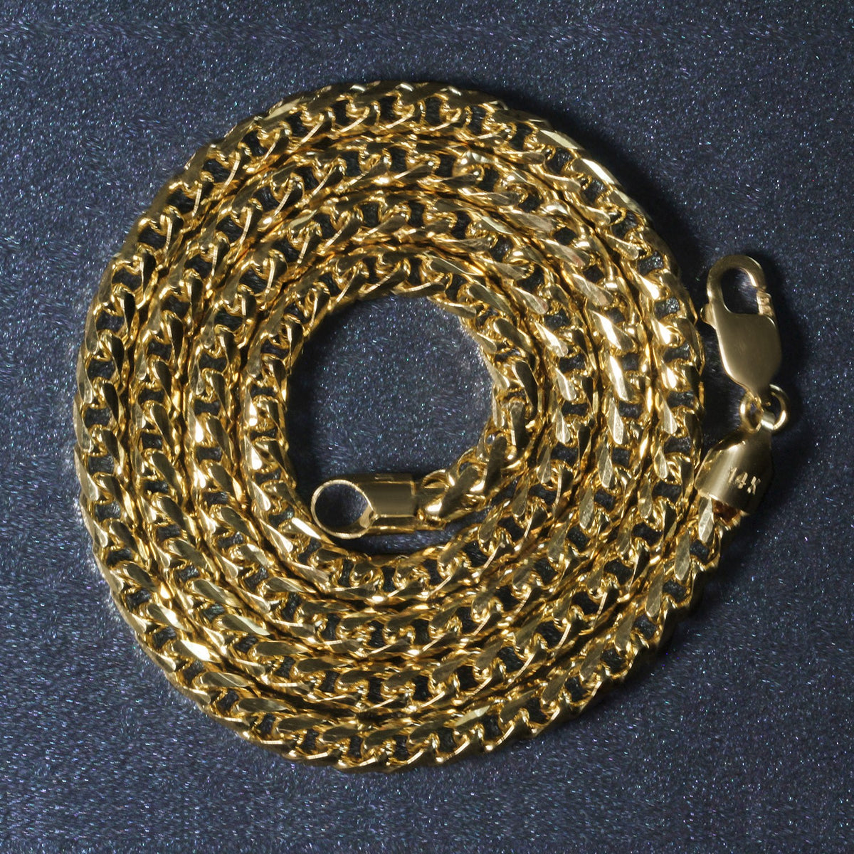 14k Yellow Solid Gold Diamond Cut Round Franco Chain