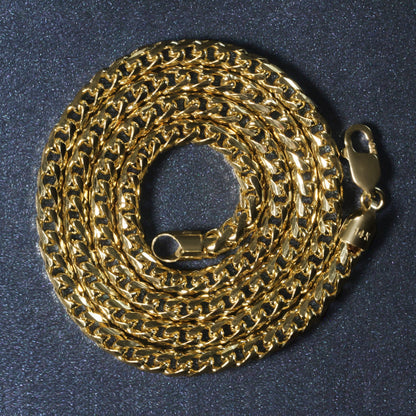 14k Yellow Solid Gold Diamond Cut Round Franco Chain