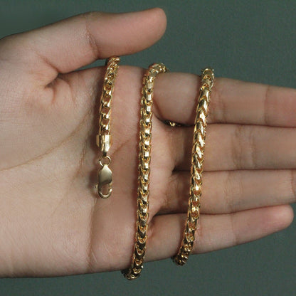 14k Yellow Solid Gold Diamond Cut Round Franco Chain