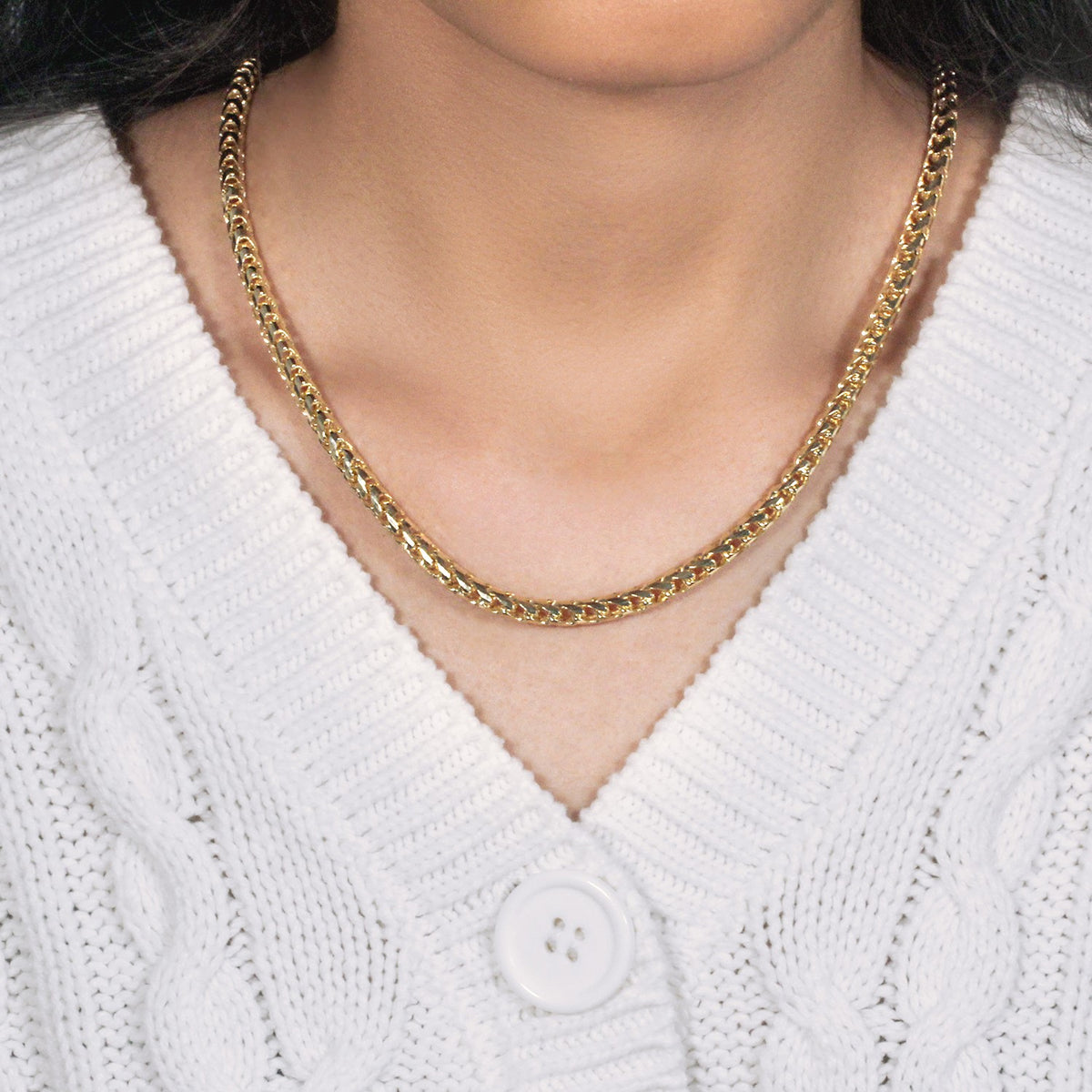 14k Yellow Solid Gold Diamond Cut Round Franco Chain