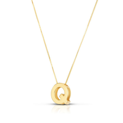 14K Yellow Gold Yours Truly Block Letter Initial Q Necklace