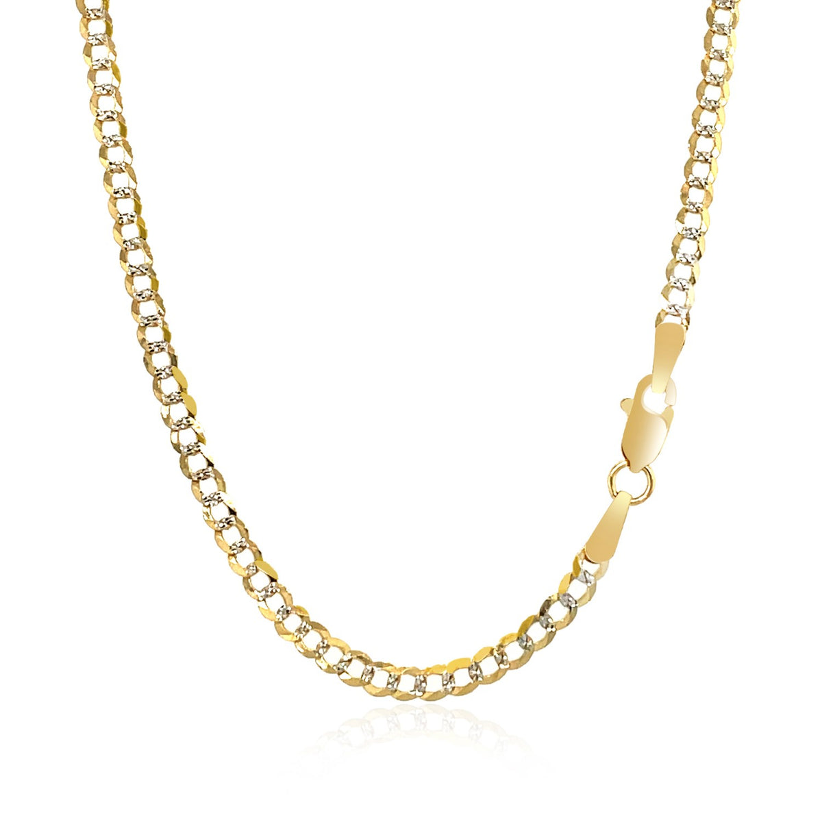 14k Two Tone Gold Pave Curb Chain