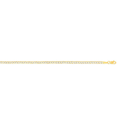 14k Two Tone Gold Pave Curb Chain
