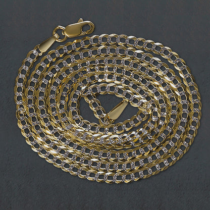 14k Two Tone Gold Pave Curb Chain