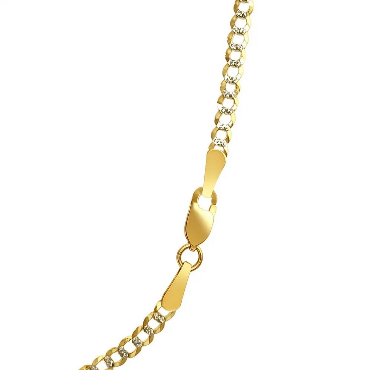 14k Two Tone Gold Pave Curb Chain