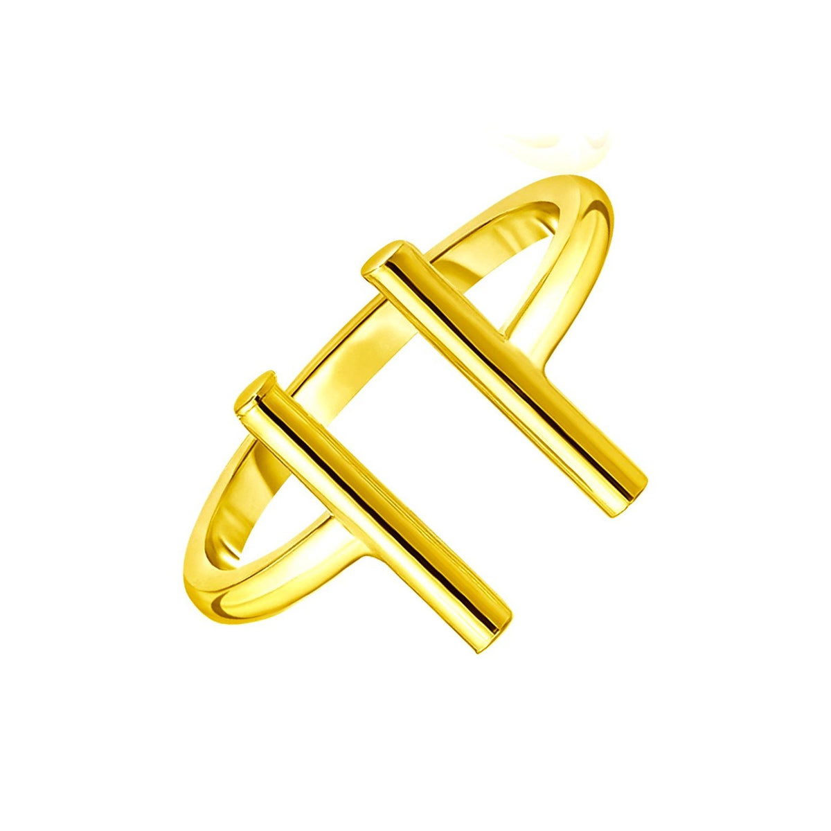 14k Yellow Gold Open Ring with Bars