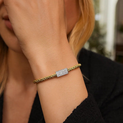 14K Yellow Gold Popcorn Short Diamond Bar Bracelet (4.80mm)