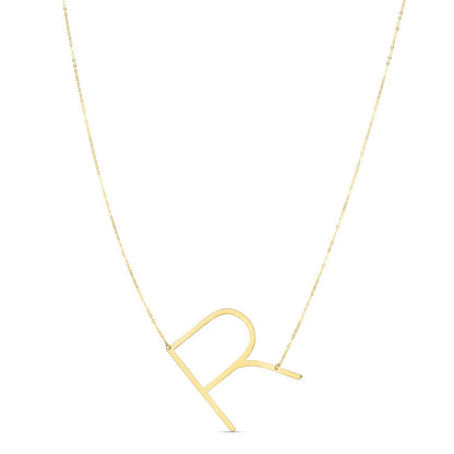 14K Yellow Gold Yours Truly Large Initial R Necklace