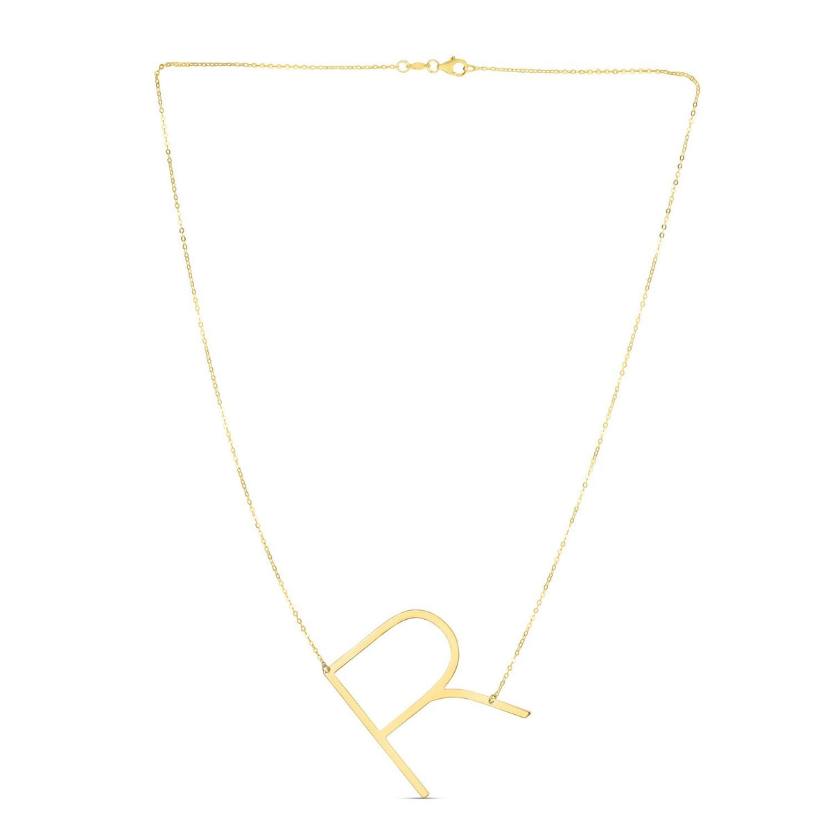 14K Yellow Gold Yours Truly Large Initial R Necklace