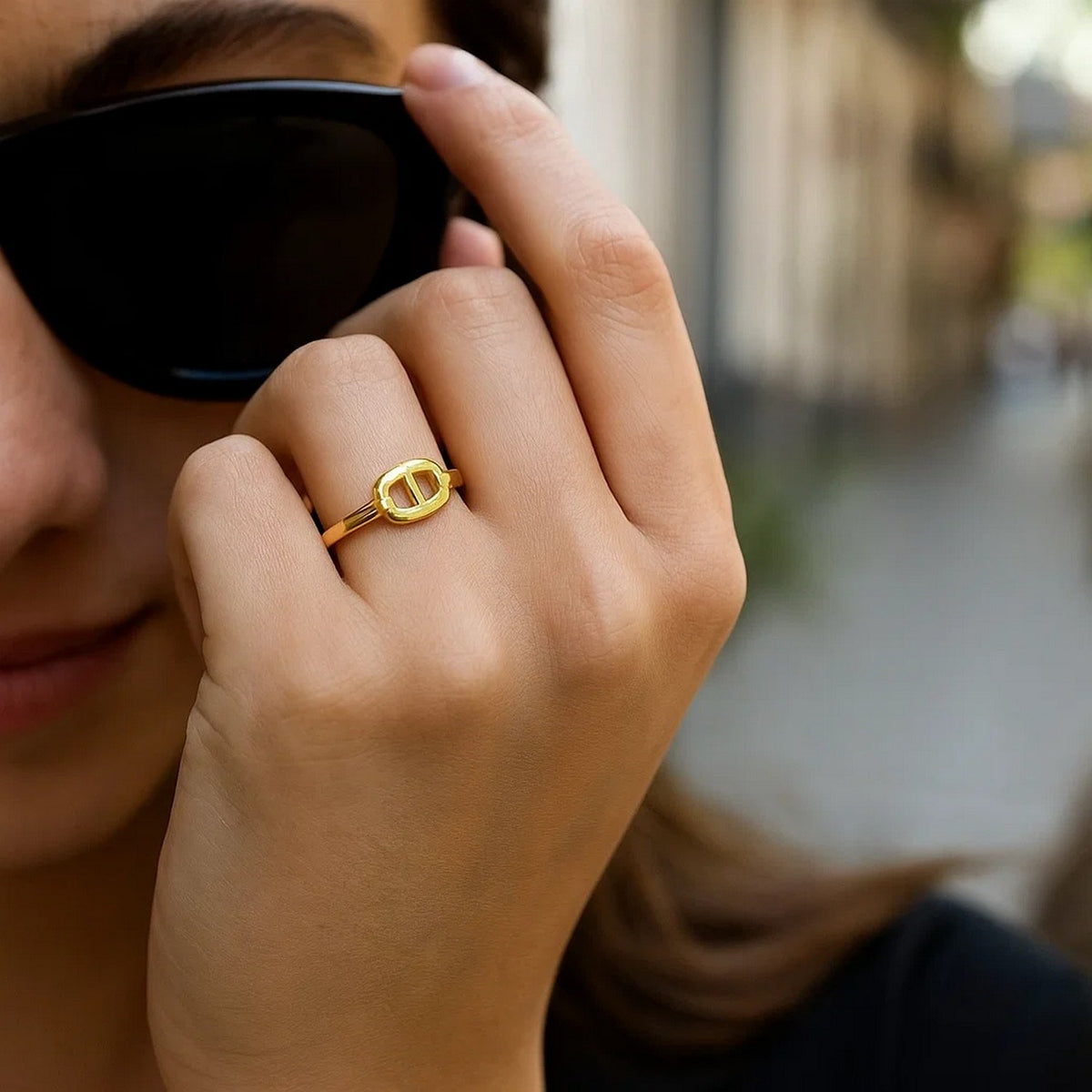Mariner Link Style Ring in 14K Yellow Gold
