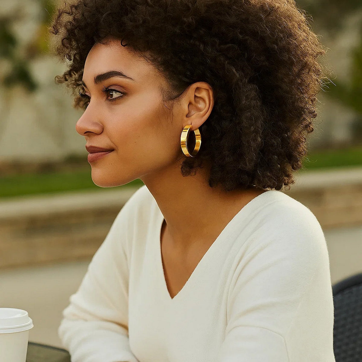Large Tube Shaped Hoop Earrings in 14K Yellow Gold