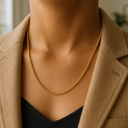 14k White Gold Solid Round Box Chain