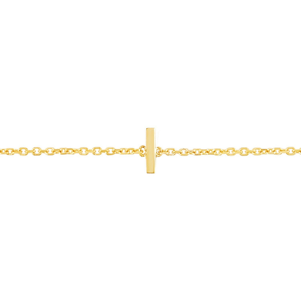 14K Yellow Gold Mini Initial I Bracelet