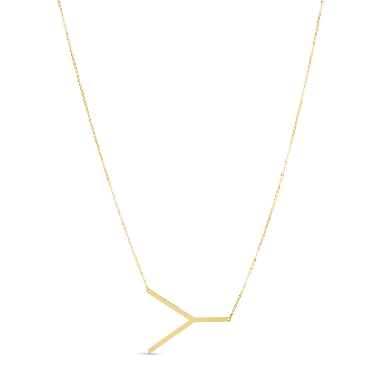 14K Yellow Gold Yours Truly Large Initial Y Necklace