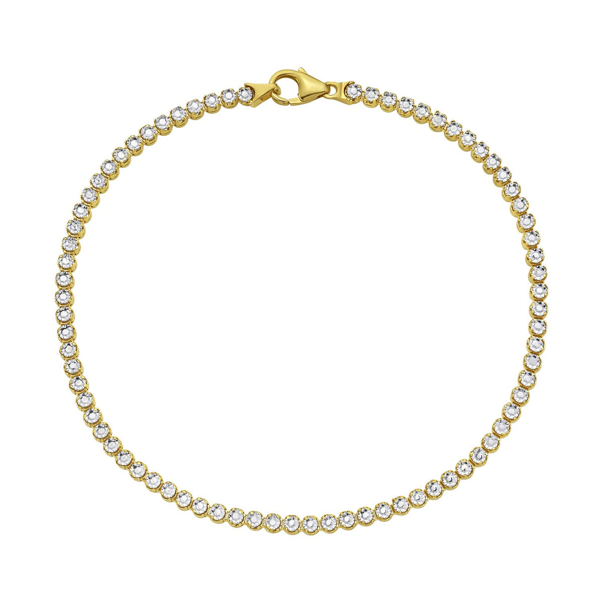 14K Two Tone Gold Diamon Oro Tennis Bracelet (2.40 mm)