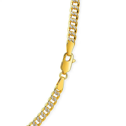 14k Two Tone Gold Pave Curb Chain