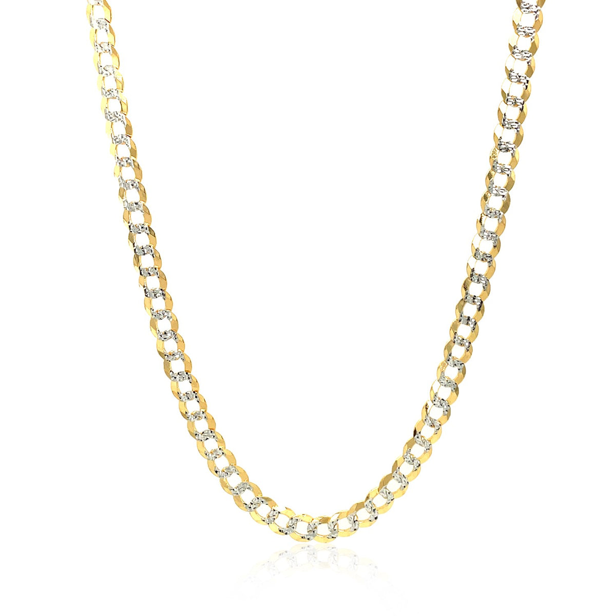 14k Two Tone Gold Pave Curb Chain