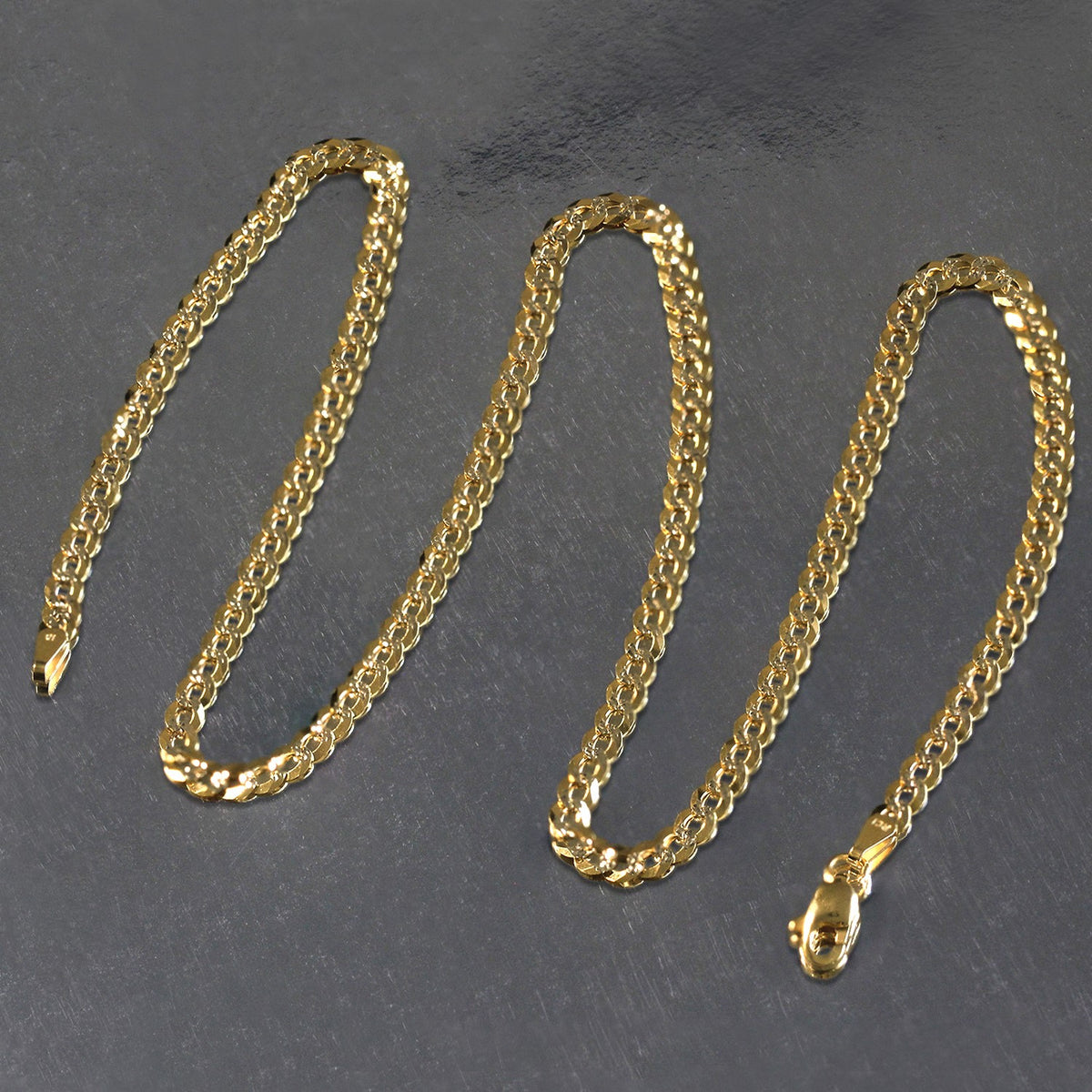 14k Two Tone Gold Pave Curb Chain