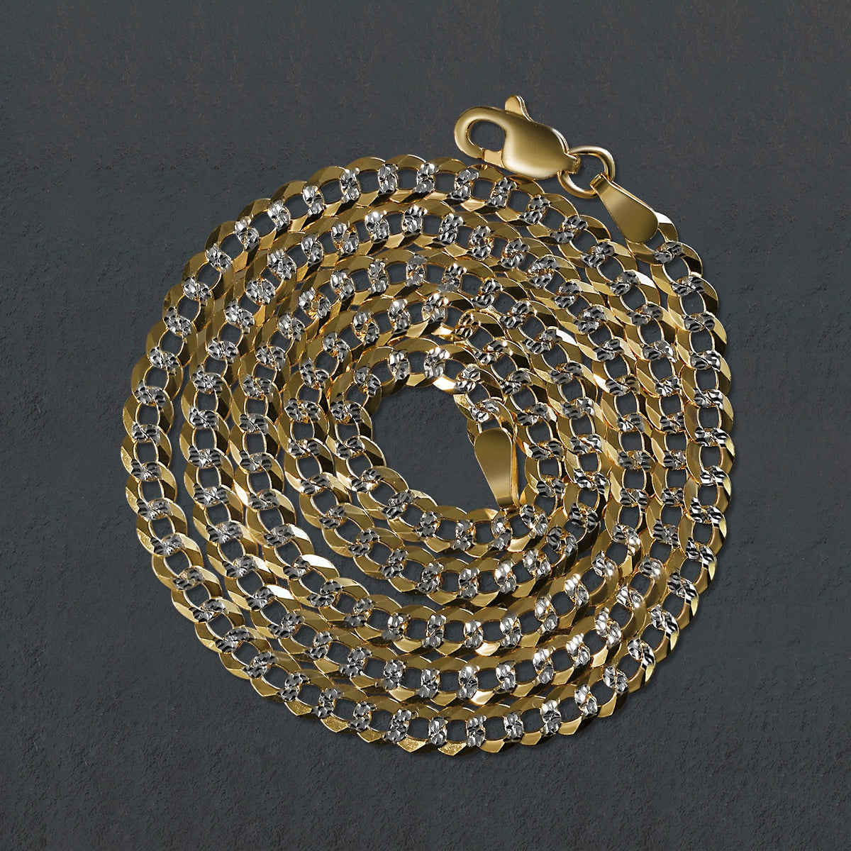 14k Two Tone Gold Pave Curb Chain