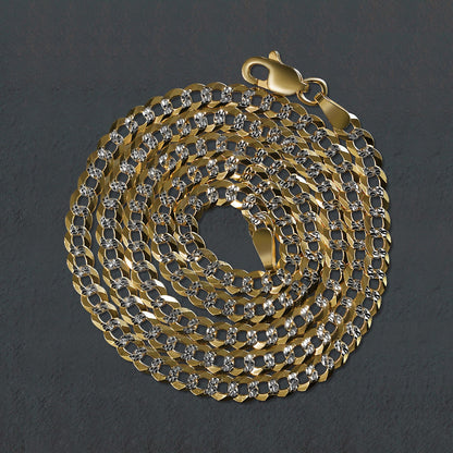 14k Two Tone Gold Pave Curb Chain
