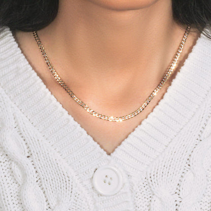 14k Two Tone Gold Pave Curb Chain