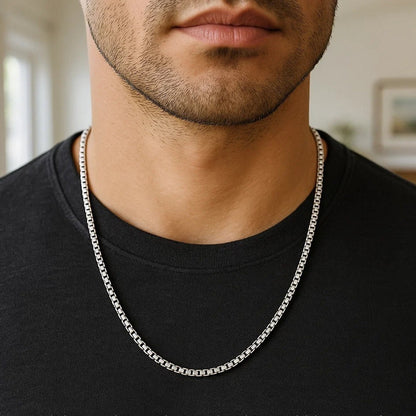 14k White Gold Solid Round Box Chain