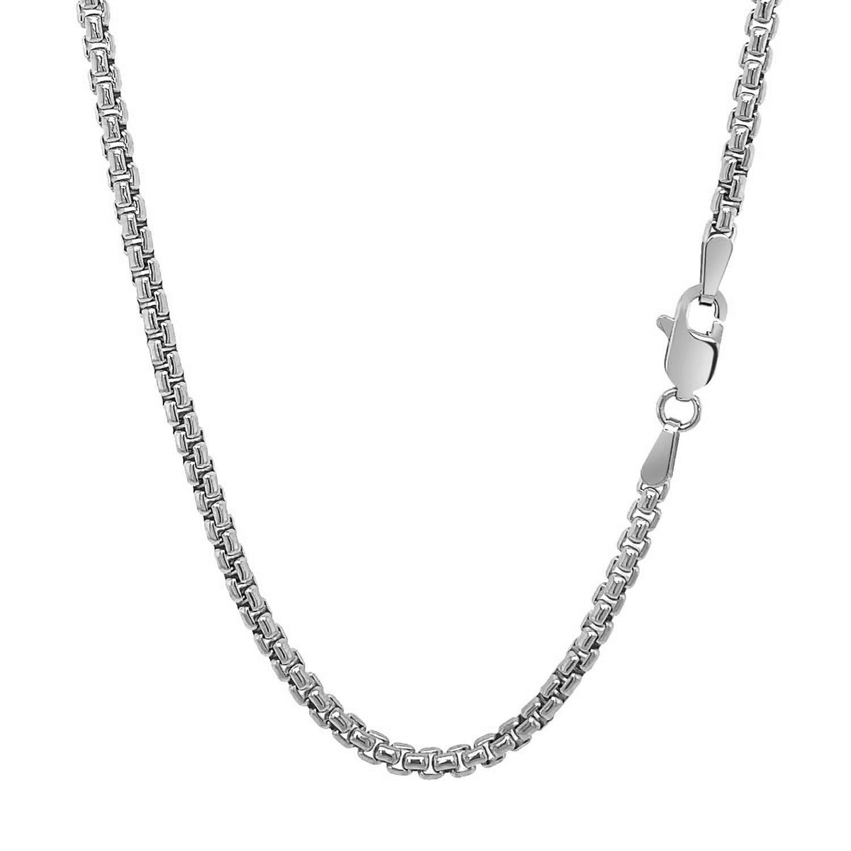 14k White Gold Solid Round Box Chain