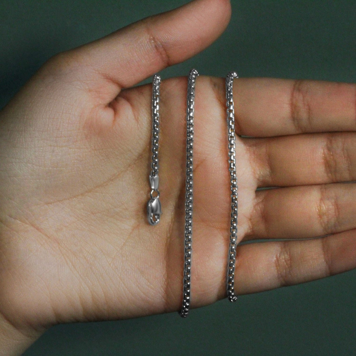 14k White Gold Solid Round Box Chain