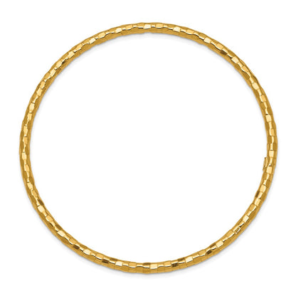 Polished Textured Slip-on Bangle Bracelet 8" - Yellow Gold