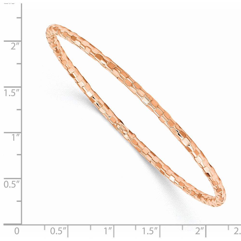 Polished Textured Slip-on Bangle Bracelet 8" - Rose Gold