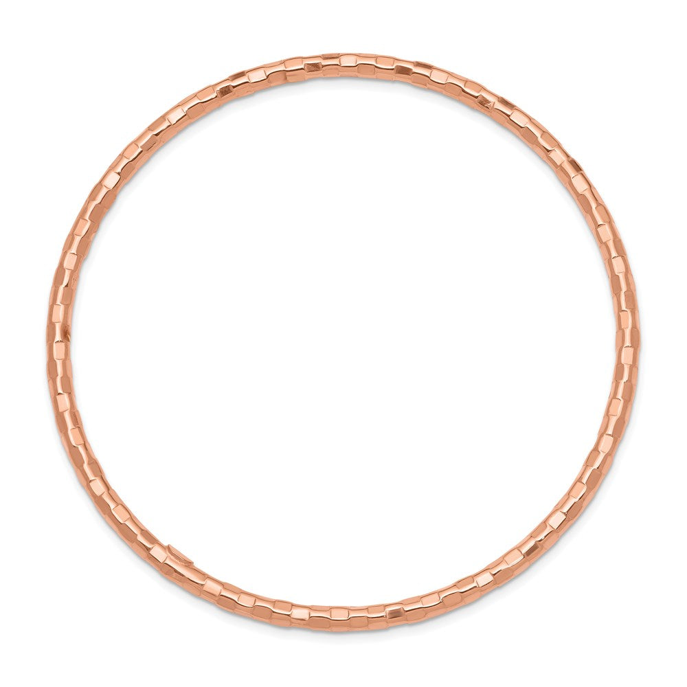 Polished Textured Slip-on Bangle Bracelet 8" - Rose Gold