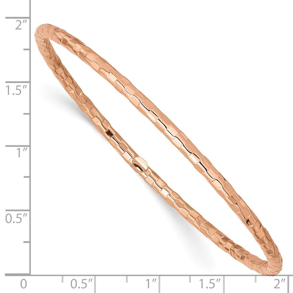 Polished Textured Slip-on Bangle Bracelet 8" - Rose Gold