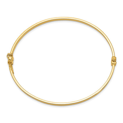 Polished Hinged Bangle Bracelet 7" - Yellow Gold